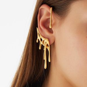 Clip-on & Screw Back Punk Auricle Ear Cuff Clip Earrings Without Piercing For Men Women Gold Color Fashion Korean Cool Jewelry Hip-hopClip-o