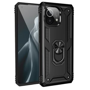 Capa de tampa magnética de metal para Xiaomi Mi 11 Pro, capa anti-choque com suporte de anel