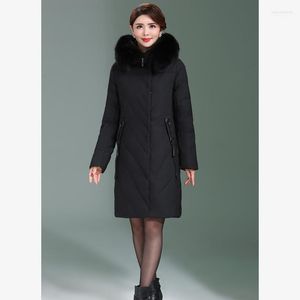 Женский вниз Parkas Long Slim с капюшоном зимний пальто утиное хлопок теплый негабаритный тяжелый курт
