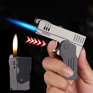 New Spray Gun Lighter Jet Torch Lighter Cigar Pipe Lighter Butane Deformable Pistol Shape Cigarette 1300 C Fire Windproof Refillable