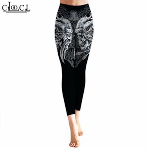 Womens Leggings Viking Pirate Tattoo 3D Printed Legging High Waist Elasticity Fashion Female Fitness Pants Drop 220617