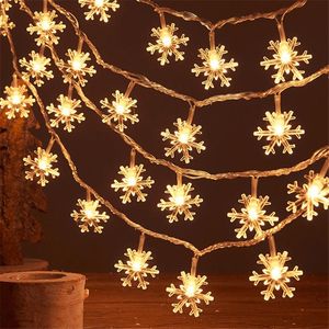 Strings LED 1.5M 3M Snowflake String Lights Fairy Light Battery-operated Garland Year Christmas Decorations Noel NavidadLED StringsLED