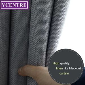 Ycentre faux linne 70% -85% skuggning skräddarsydd isolerande modern stil fast färg blackout gardin för vardagsrumsfönster 220511