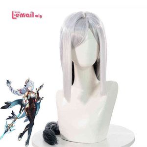 Parrucca L-e-mail Capelli sintetici Genshin Impact Shenhe Parrucca Cosplay Parrucche Lungo Rettilineo Donna Resistente al calore 220525