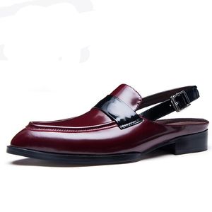 Sandały męskie wysokiej jakości oryginalna skórzana skórka buty buty letnie sukienki męskie Business Rekret Casual Man Sandalsandals