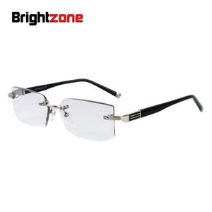 Sunglasses Brightzone Rimless Reading Glasses Men Brand Designer Gray Resin Lens Man Black Comfortable Lightweight Eyeglasses Anti FatigueSu