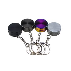 GR22103 Zinc alloy smoke grinder magnetic 30mm 2 layer keychain mini multicolor grinder