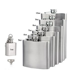LMETJMA 1 4 5 6 7 8 9 10 oz Stainless Steel with Funnel Pocket Alcohol Whiskey Hip Flask Screw Cap KC0139 220727