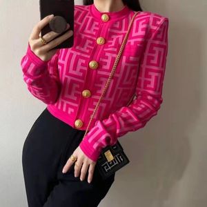 M1-2022SS brand Designer Elegant Women's Jackets Wear occasions Vintage New Women High Quality Shoulder Pads Knitted Cardigan Female Chic Casual Sweater Coat