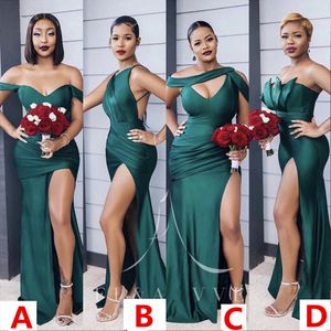 Sexy Turquoise Green Side Split Bridesmaid Dresses Long Maid Of Honor Dress Mermaid Wedding Guest Evening Dress Formal Gowns 2022