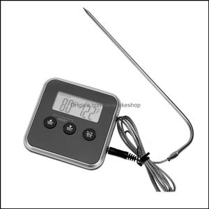 Fleischthermometer Für Wasser großhandel-Elektronische LCD Temperatur Instrument digitale Lebensmittel Thermometer Sonde für Fleischwasseröl Sensor Zubehör Küche BBQ Kochen Alarm Timer D