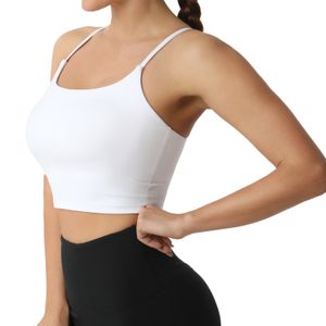Letsfit ES6 Sports Bras for Women Activewear Tops for Yoga Running GIRL Longline Padded Bra Crop Tank Fitness Workout Top with Removable Pads Comfortable white