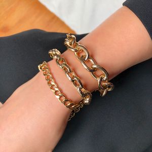 Золотые массивные толстые браслеты-цепочки для женщин, ювелирные аксессуары, панк-мухер, готический браслет с золотым замком, браслет для друзей, подарок AL74972231