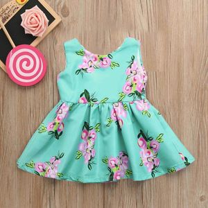 Abiti da ragazza Baby Floral Print Girls Infant Kids Sundress senza maniche Cute Party Princess Casual Summer Dress Verjaardag MeisjeGirl's