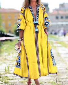 Длинное Платье Талии оптовых-Ретро вышивая платье женщины с высокой талией летнее платье макси макси