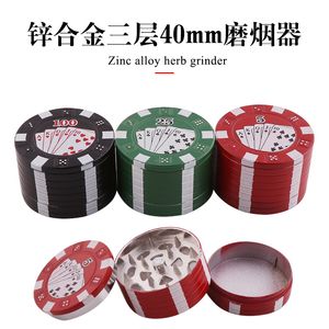 Pipe Special för zinklegering Creative 3-Layer 40mm Chip Grinder Sharp Tooth Filter Smoke Crusher