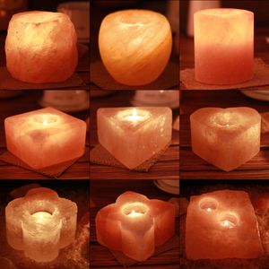 Ny ljushållare Himalayan Mineral Salt Crystal Saltlampa Aromaterapi Candlestick Prydnad Night Light Crafts