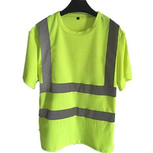 Защитные Майки оптовых-Мужские футболки отражающая безопасность футболка с коротким рукавом с высокой видимость