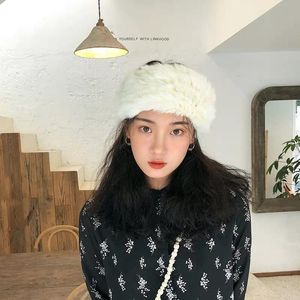 Beanies Beanie/Skull Caps Winter Thick Fur Hair Circle Russian Hat Fluffy Headband Female Furry Wide Headdress Ski