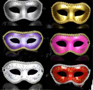 Máscara de Halloween Party Homens Mulheres Gold Brie Máscara Máscaras de Facos Bola Bola Bauta de Máscara de Eyemask Design Simples