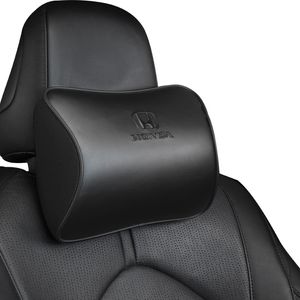 Soporte de cintura lumbar de cuero para almohada de cuero para el cuello de automóvil para el logo Honda Ciudad Civic CRV HRV Headrest Cushion Interior Accessorios
