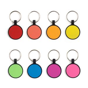 Runda hundtaggar Keyring Food Grade Silicone Pet Tag Diy Cat and Dog ID Card Keychain