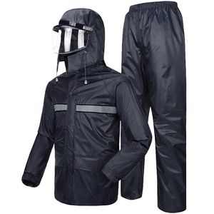 Kapuzenmantel, Regenhose für Motorrad, undurchlässig, wasserdicht, Reiten, doppelte Verdickung, Regenbekleidung, Regensturm-Regenmantel-Set R5C164 201015