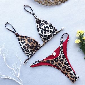 Micro biquíni de alto biquíni feminino bandagem de leopardo