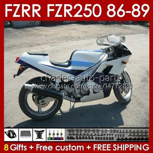 مجموعة الجسم لـ Yamaha Blue White BLK FZR250 FZR 250 R RR FZR250R 1986 1987 1988 1989 Bodywork FZR-250 86-89 142NO.53 FZRR FZR 250R 250RR FZR-25