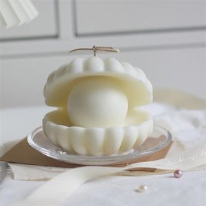 W kształcie silikonowej skorupa aromaterapii z perełami pieczenie ręcznie robione pachnące mydło świecy tworzące formę woskową 220629