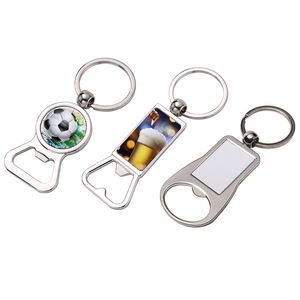 Heat Transfer Metal Keychain Sublimation Blank Bottle Opener Keychain Corkscrew DIY Key Chain Fashion Accessories Keyring