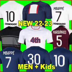 22/23 10 Mbappe 7 Hakimi Sergio Ramos Wijnaldum Futbol Formaları 21 22 23 Maillots Futbol Gömlek 2022 2023 Erkekler Kid Setleri Tekdüzen Enfants Maillot de Foot