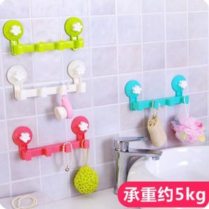 Hooks Rails Liten Flower Double Suction Cup 4 Hook Rack Multi Purpose Door After Key HangerHooks