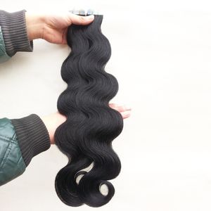 Remy Human Tape In Haarverlängerungen, gewellt, für schwarze Frauen, Hauteinschlag-Haarverlängerung, indisches brasilianisches reines Haar, natürliche Farbe, Braun, Blond, 100 g