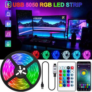 ストリップ5V 1M/2M/3M/4M/5M RGB LEDライトストリップBluetoothコントロールフレキシブルランプテープダイオデル付きストリップ