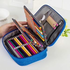 Canvas School Pencil Cases for Girls Boy 72 Holes Pen Box Multifunction Storage Bag Case Pouch Student Stationery Supplies 220728