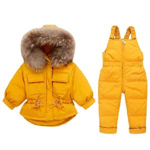 2 pièces ensemble costume d'hiver pour enfants 2020 bébé fille doudoune enfants combinaison chaude pour enfants garçons bébé combinaison de neige 0-3 ans J220718
