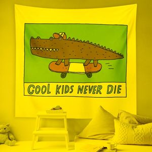 Гобеленцы крокодил гобелен на стене висят мультфильм Cool Kids Never Die INS Girl Комната фоновая ткань крышка домашнего декорапестриров