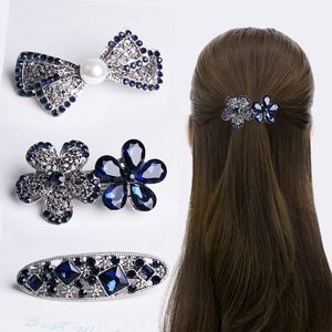 S2868 Fashion Jewelry Butterfly Flower Ponytail Hairpin Spring Hair Clip for Women Girls Bobby Pin Crystal Barrette Metal Hair Grab Barrettes Headdress Accessory