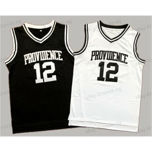 Nikivip 2020 Yeni Tanrı Shammgod #12 Providence Erkekler Basketbol Forması Formaları Siyah Beyaz Stitiched Basketbol Gömlekleri Kolej Jersey