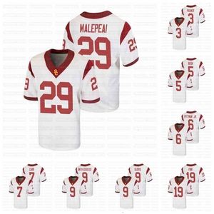 Uf CeoC202 USC Trojans White Football Jersey 3 Carson Palmer 5 Reggie Bush Pittman Jr. Carr Smith-Schuster Slovis Fink Pola-Mao Christon Jones II