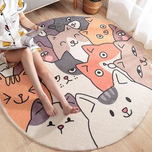 Cute Round Carpet Cartoon Floor Rug For Bedroom Kids Room Non-Slip Play Mat Round Mat Carpet Baby Crawling Mats Home decor