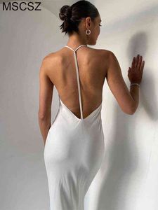 Eleganckie białe sukienki na imprezę dla kobiet 2022 Backless Hanter seksowna maxi sukienka Summer Formal Długość T220816
