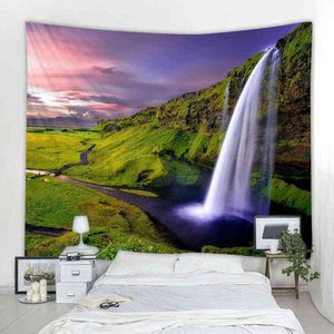 Beautiful Waterfall Landscape Decoration Wall Carpet Art Deco Blanket Curtain Hanging In The House Bedroom Living Room J220804