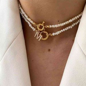 A-Zレター女性のための真珠のネックレス天然バロック豊かな淡水真珠イニシャルペンダントネックレスチョーカー美学ジュエリーギフト