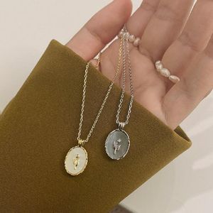 Chains AOMU Spring Simple Gold Silver Color Tulip Flower Pendant Retro Ova Long Thin Chain Necklace For Women Accessories