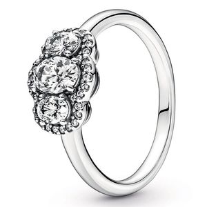 Luksry Lady New Fashion CZ Ring Real 925 Sterling Silver Fit Style Pandora Women Wedding Pierłdy zaręczynowe biżuteria zaręczynowa dla kobiet dziewczyny z oryginalnym pudełkiem
