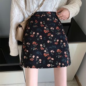 Design Sense Retro Floral Short Skirt Autumn e Winter Fashion Skyt Women 220611