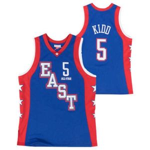 XFLSP # 5 Jason Kidd 1983-2004 All Star East Brodery Stitching Retro College Basketball Jersey Anpassa något namn och nummer