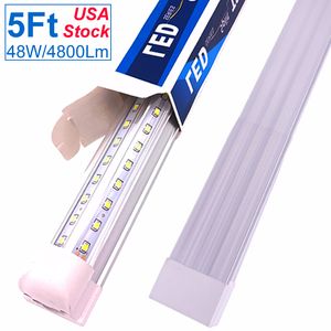 5FT LED Loja Luminária Luminária, 60 '' T8 Tubo LED integrado, 5 lâmpadas de laços de 5 pés para garagem, armazém, em forma de v, 5 'barra de tira, 45w 4500lm Oêmido